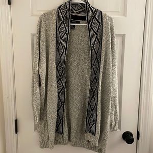 Tribal detail open cardigan